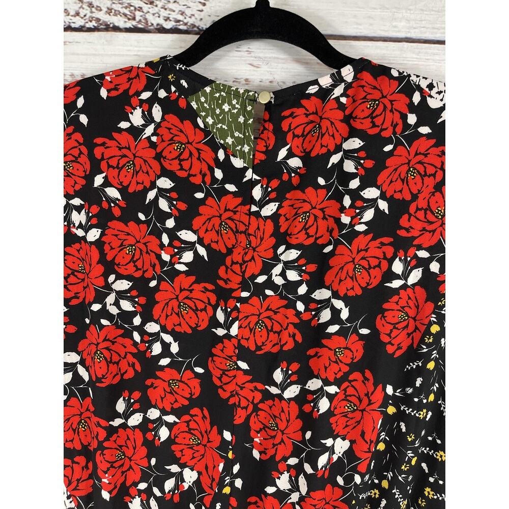 Libby Edelman Dress Women's SZ S Multi Patchwork Floral Boho Midi Long Sleeve Be - Picture 8 of 11